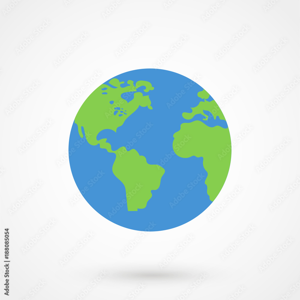Vector planet Earth icon. Flat design vector illustration for web banner, web and mobile, infographics. Vector Earth icon graphic. Isolated on gradient background