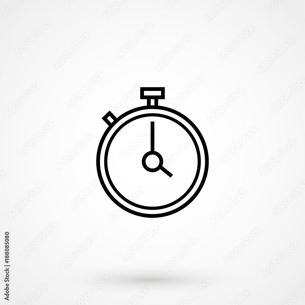 Stop watch icon thin line for web and mobile, modern minimalistic flat design. Vector dark grey icon on light grey background. Stop watch icon thin line for web and mobile, modern minimalistic flat design. Vector dark grey icon on light grey background.