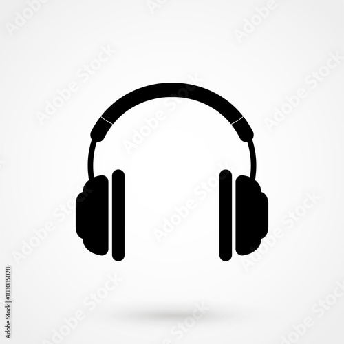 Vector headphones icon. Black symbol silhouette isolated on modern gradient background