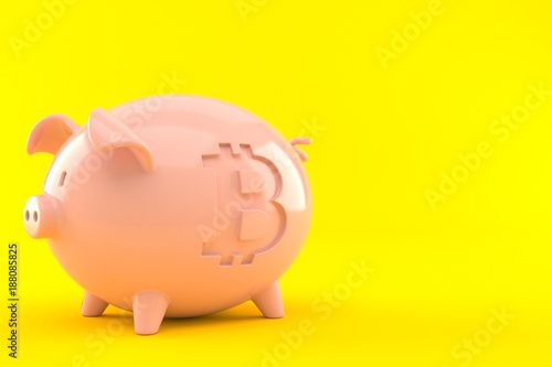 Piggy bank with bitcoin symbol