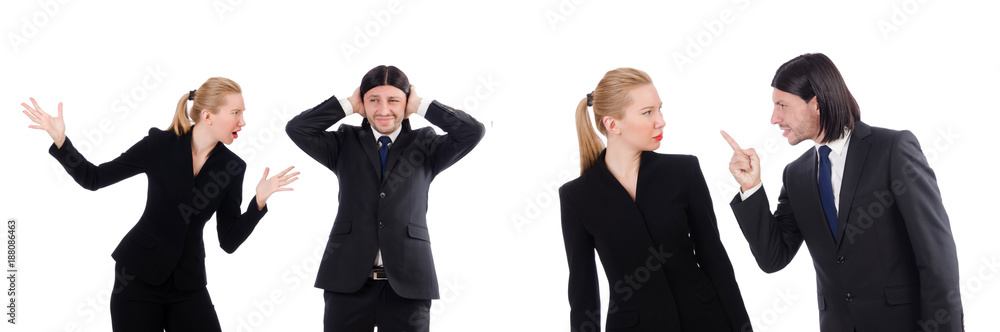 Businessman and businesswoman isolated on white Businessman and businesswoman isolated on white