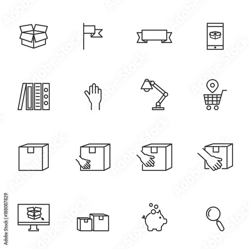 office icons line business vector