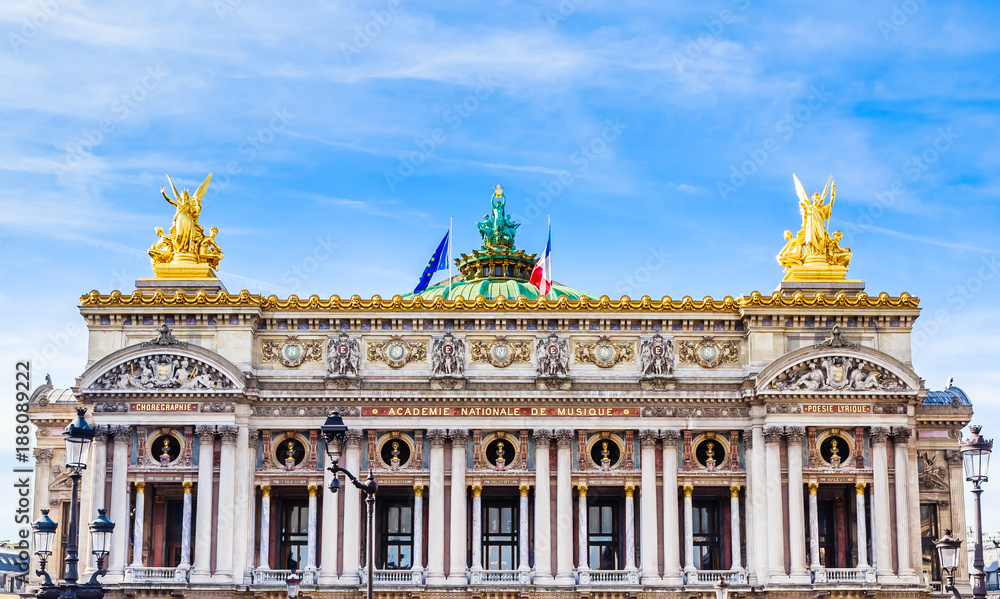 Fragment of the facade and roof of the Paris National Opera