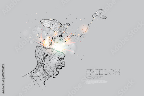 The particles, geometric art, line and dot of human idea.