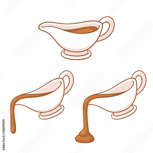 Gravy boat illustration set
