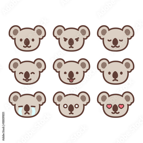 Koala emoticon set
