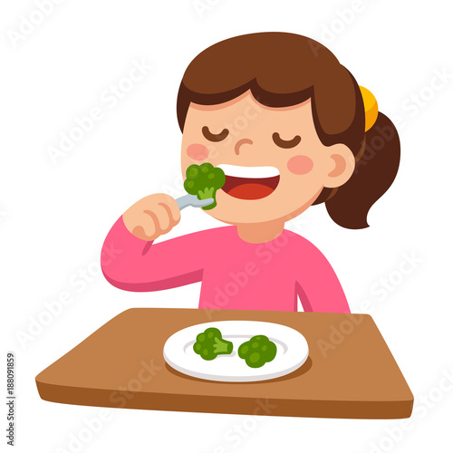 Child eating broccoli