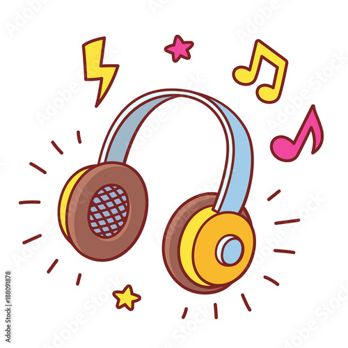 Cartoon headhpones playing music