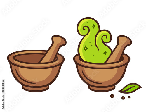 Cartoon mortar and pestle