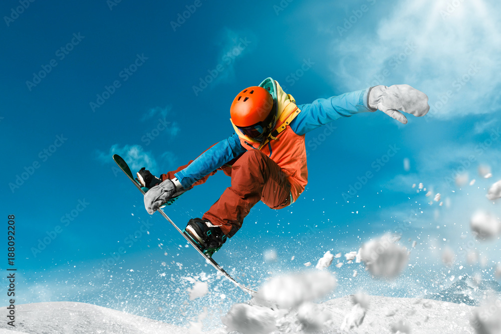 Fototapeta Jazda na snowboardzie