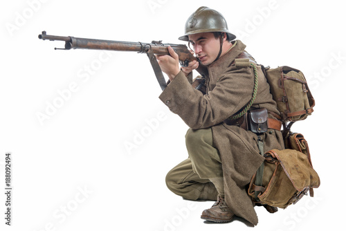 Canvas Print french soldier 1940 isolated on the white background