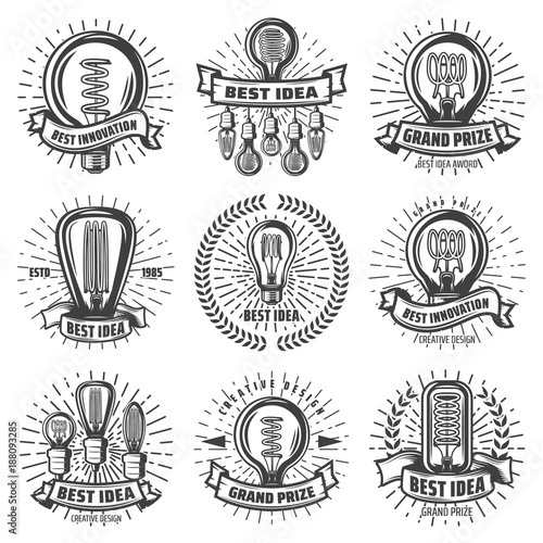 Vintage Energy Efficient Lightbulbs Labels Set