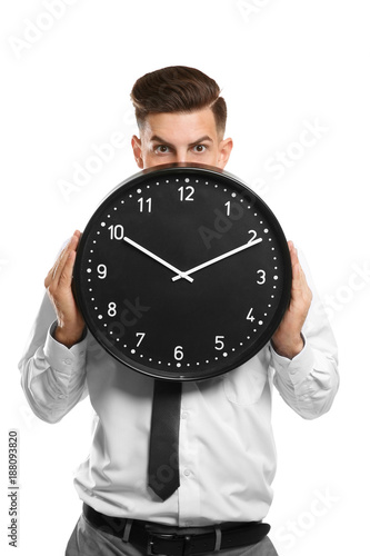 Handsome manager with clock...