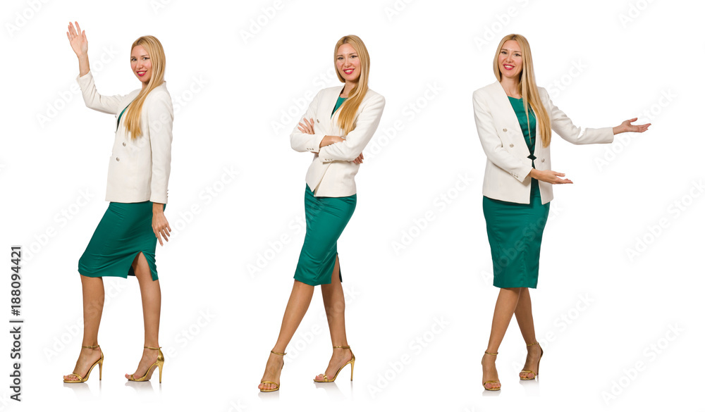 Obraz premium Businesswoman in business concept isolated on white