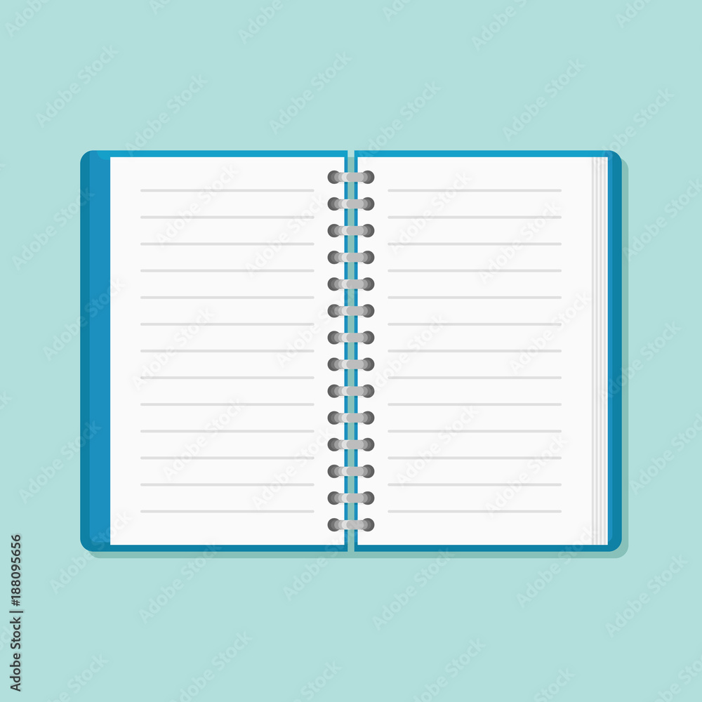 Open notebook isolated on background. Flat style icon. Vector illustration. Open notebook isolated on background. Flat style icon. Vector illustration.