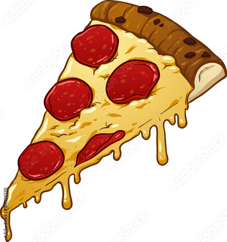 Slice of pepperoni pizza. Vector clip art illustration with simple gradients. All in a single layer.  © Memoangeles
