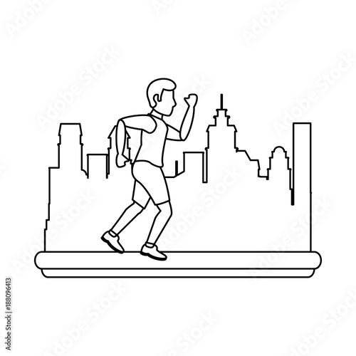 Man running cartoon icon vector illustration graphic design