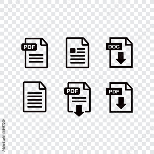 PDF file download icon. Document text, symbol web format information