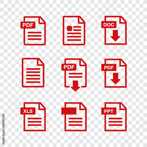 Document icon set. File Icons.
