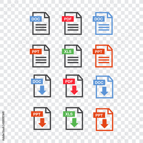 File Icons. Document icon set. File Icons line style illustration