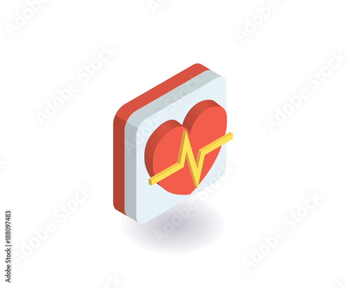 Heart palpitation icon. Vector illustration in flat isometric 3D style.