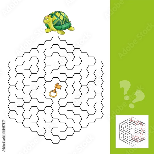 turtle and the gold key - labyrinth game for Children with answer