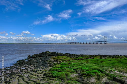 Expanse of the Severn Bridge stretching over the River. photo