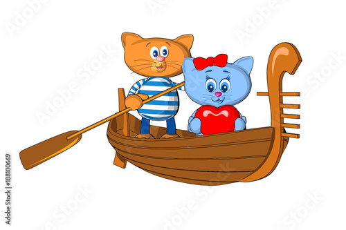 postcard fragment day of love of saint valentine woman's beloved girl Venice gondola couple cat sings holding heart joy joy love congratulation sign 