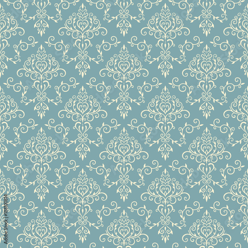 Pale blue elegant seamless pattern in vintage style.