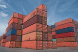 Shipping containers stacking at yard in depot as in logistics business shipping background.