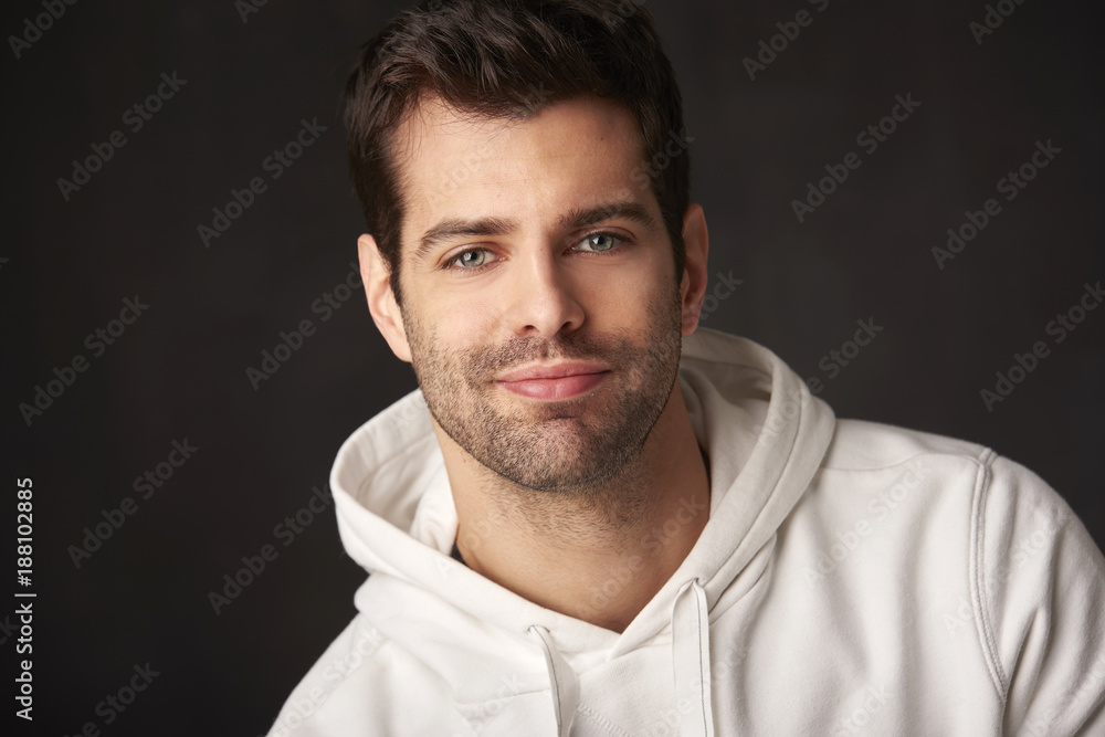 Young man studio portrait with positive vibes Young man studio portrait with positive vibes