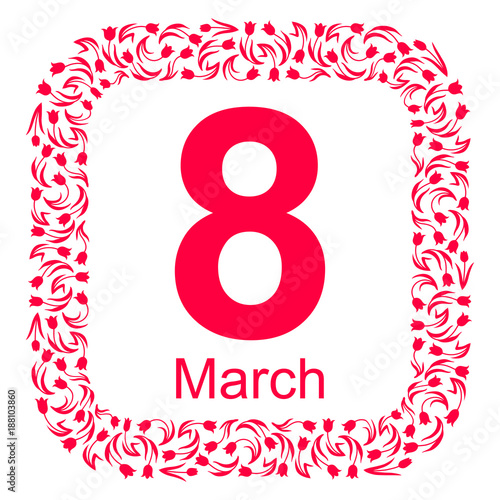8 March card in tulips border