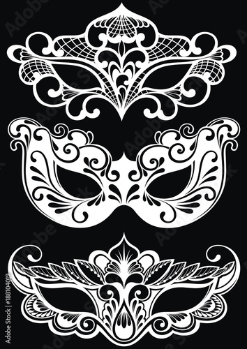 Set of isolated carnival masks