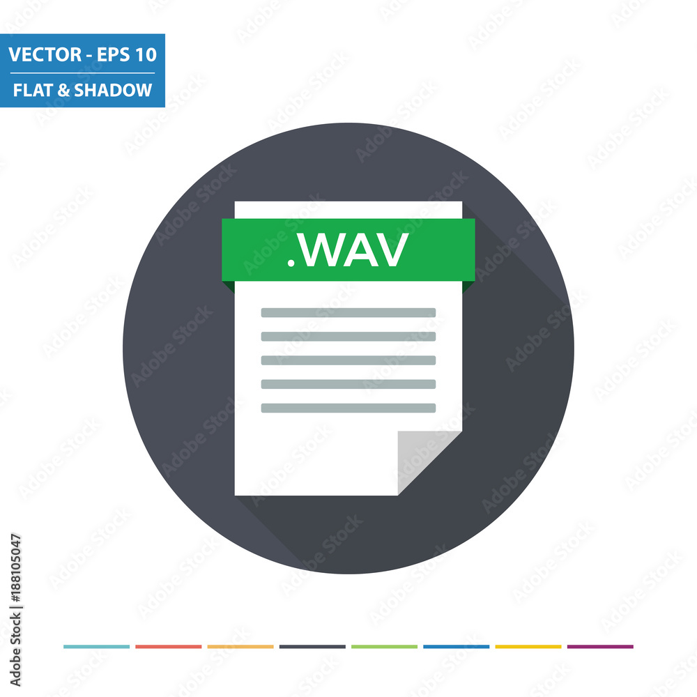 WAV audio document file format flat icon. Vector Illustration. WAV audio document file format flat icon. Vector Illustration.