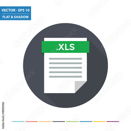 XLS spreadsheet document file format flat icon. Vector Illustration.