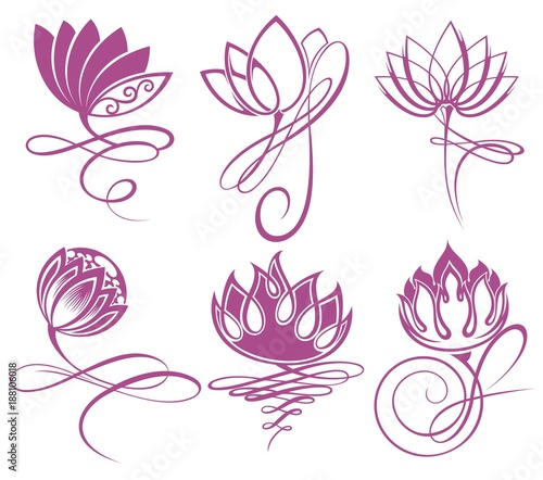 Fototapeta Naklejka Na Ścianę i Meble -  Beauty Vector Lotus flowers design logo Template icon