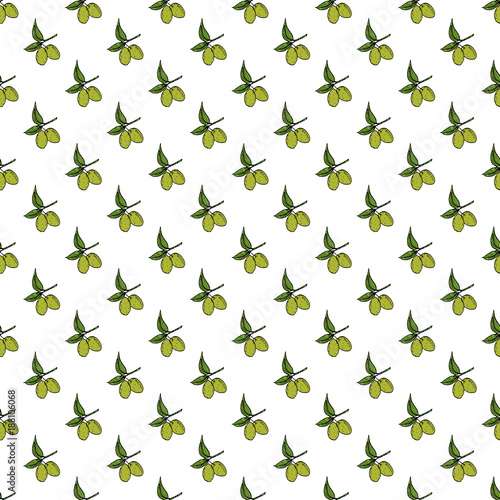 Olive branch seamless pattern. Natural background Design with olives for olive oil or cosmetics products, vector illustration