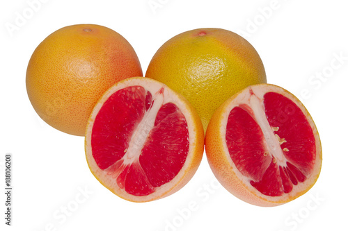 Fresh grapefruits on a white background