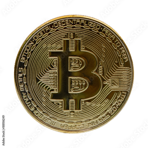 Wallpaper Mural Gold bitcoin on a white background Torontodigital.ca