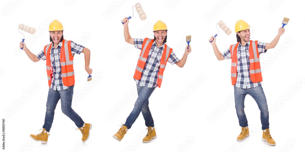 Obraz premium Funny painter isolated on white