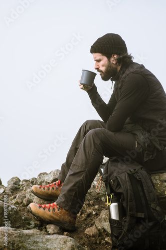 A man drinking coffee