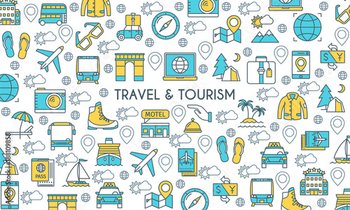 Flat line design travel banner