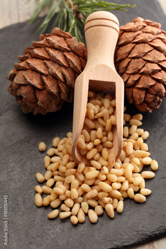 Pine nuts and pine cones