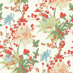 Canvas schilderij Japanse stijl patronen Kleurrijk Japans patroon met waaiers  © aniade