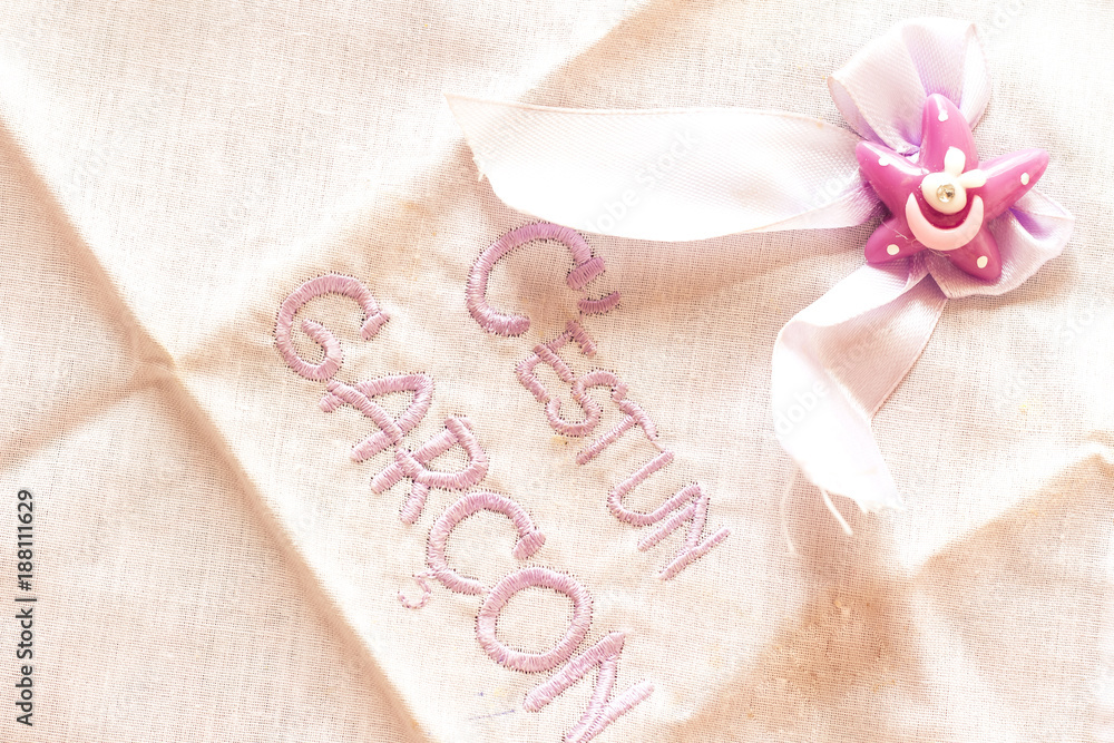 Embroidery it's boy in french message Embroidery it's boy in french message