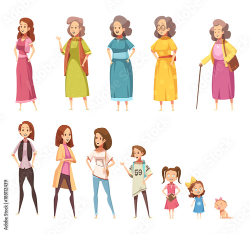 Women Generation Decorative Icons Set 