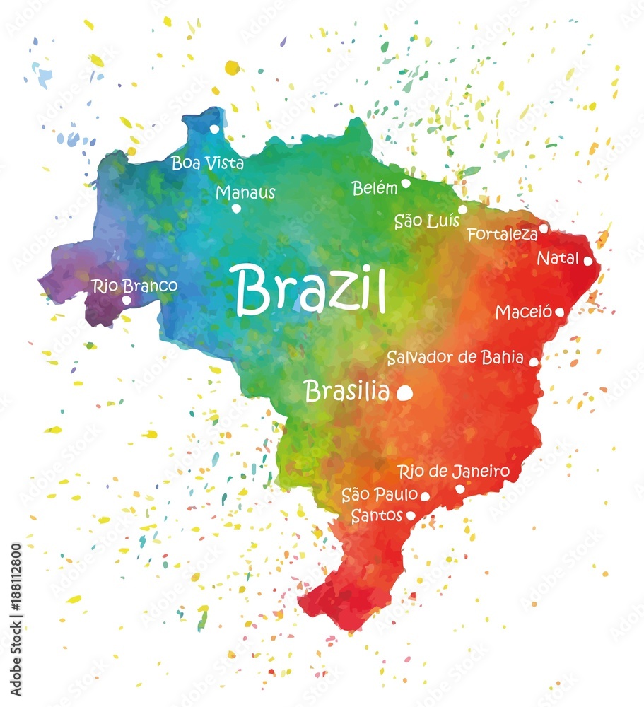 Obraz Hand drawn watercolor map of Brazil