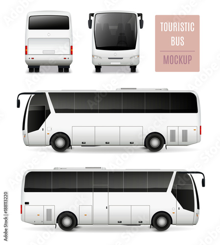 Touristic Bus Realistic Advertising Template