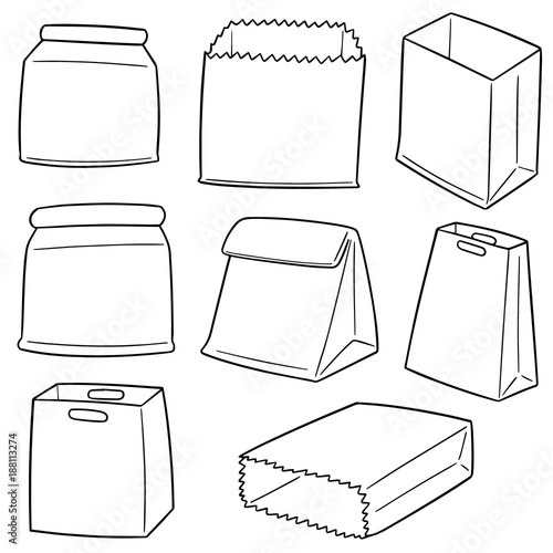 vector set of paper bags