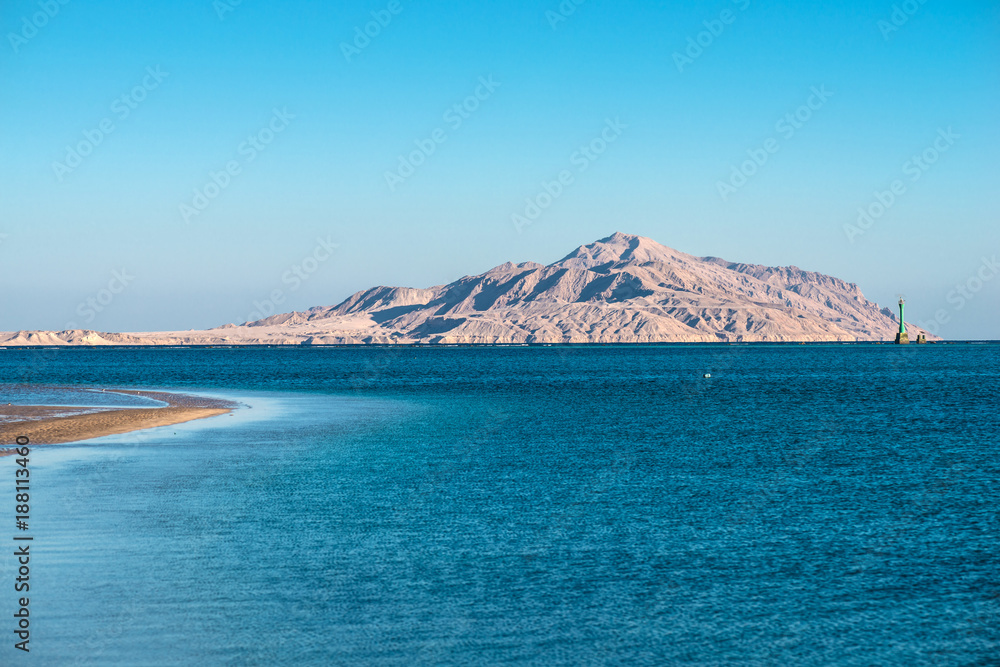 View of Tiran Island from Red Sea